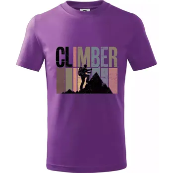 Climber - pruhy barevné - Tričko dětské bavlněné - 158 cm/12 let ( Fialová )