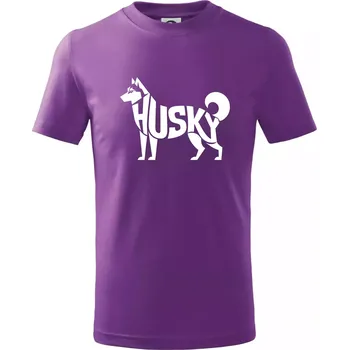 Husky nápis v těle - Tričko dětské bavlněné - 134 cm/8 let ( Fialová )