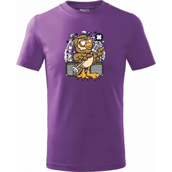 Sova zpěvačka komiks - Tričko dětské bavlněné - 134 cm/8 let ( Fialová )