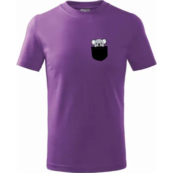 Koala v kapse - Tričko dětské bavlněné - 134 cm/8 let ( Fialová )