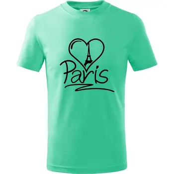 Chlapecké tričko Srdce Paris - Tričko dětské bavlněné - 98 cm / 2 roky ( Mátová )
