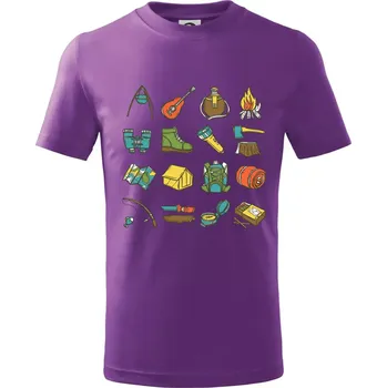 Chlapecké oblečení Camping set - Tričko dětské bavlněné - 104-110cm / 3-4 roky ( Fialová )