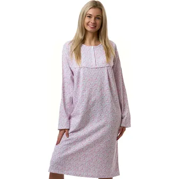 Dámské noční prádlo Dámská noční košile pro plnoštíhlé, růžové kytičky - teplá bavlna 1TB0150 růžová 2xl