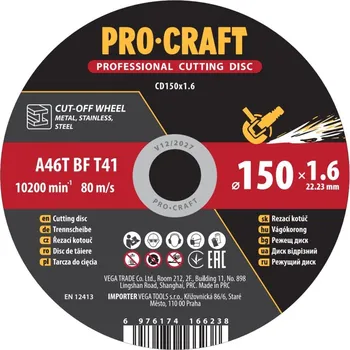 Řezný kotouč PROCRAFT řezný kotouč na kov 150 × 1,6 mm