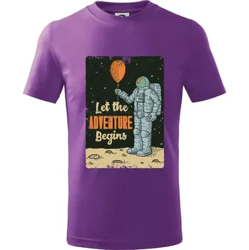 Astronaut balón - Tričko dětské bavlněné - 146 cm/10 let ( Fialová )