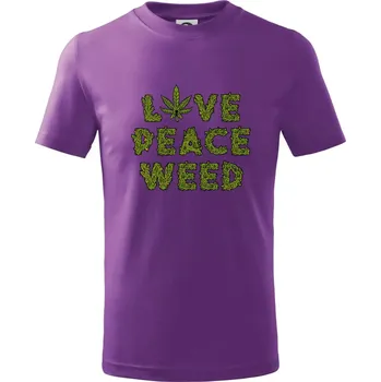 Love peace weed - Tričko dětské bavlněné - 104-110cm / 3-4 roky ( Fialová )