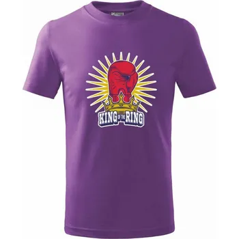 Box King of the ring - rukavice na výšku - Tričko dětské bavlněné - 134 cm/8 let ( Fialová )