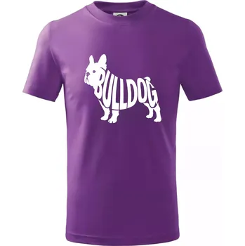 Chlapecké tričko Bulldog nápis v těle - Tričko dětské bavlněné - 158 cm/12 let ( Fialová )