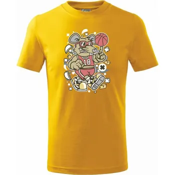 Chlapecké tričko Myš basketbal - Tričko dětské bavlněné - 122 cm/6 let ( Žlutá )