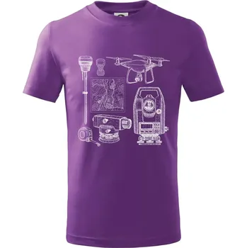 Geodet teodolit dron - Tričko dětské bavlněné - 146 cm/10 let ( Fialová )