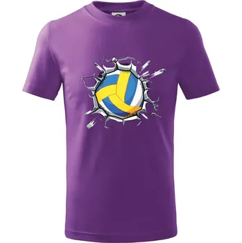Volejbal míč v triku - Tričko dětské bavlněné - 134 cm/8 let ( Fialová )