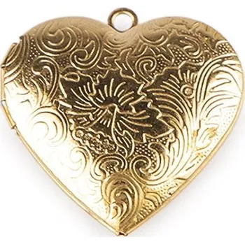 Přívěsek Madailonek rozevírací srdce zdobené Ø29 mm z nerezové oceli - zlatá oboustranný