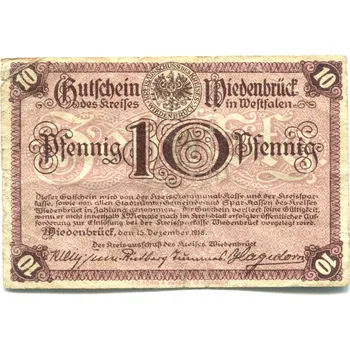 WIEDENBRÜCK. 10 Pfennig 1918.