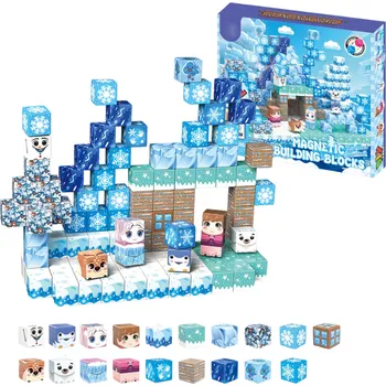 ostatní stavebnice JOKO Magnetické kostky 110 dílků – Zimní krajina