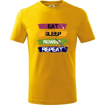 Eat sleep rowing repeat barevné - Tričko dětské bavlněné - 98 cm / 2 roky ( Žlutá )