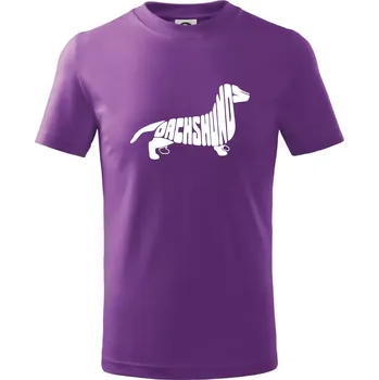 Jezevčík - Dachshund - Tričko dětské bavlněné - 122 cm/6 let ( Fialová )