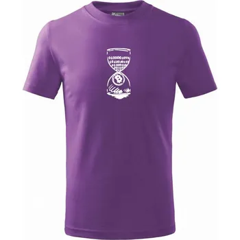 Bitcoin přesýpací hodiny - Tričko dětské bavlněné - 122 cm/6 let ( Fialová )