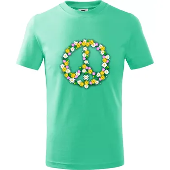Chlapecké tričko Peace symbol kopretiny - Tričko dětské bavlněné - 98 cm / 2 roky ( Mátová )