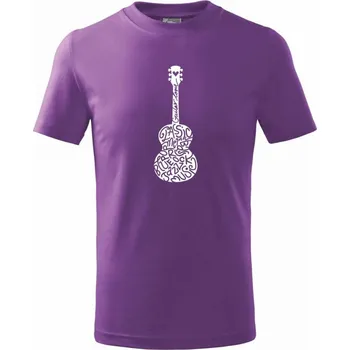 Kytara - názvy hudebních stylů - Tričko dětské bavlněné - 104-110cm / 3-4 roky ( Fialová )