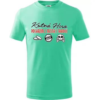 Chlapecké tričko Kutná Hora město s tradicí - Tričko dětské bavlněné - 98 cm / 2 roky ( Mátová )