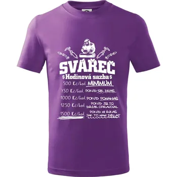 Svářeč - hodinová sazba - Tričko dětské bavlněné - 122 cm/6 let ( Fialová )