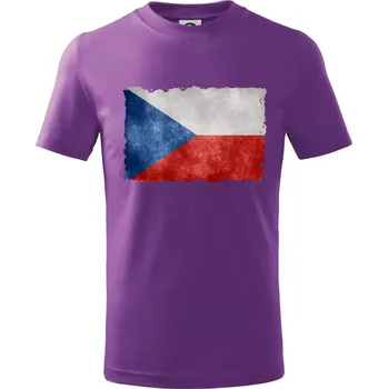 Česká vlajka stará - Tričko dětské bavlněné - 122 cm/6 let ( Fialová )