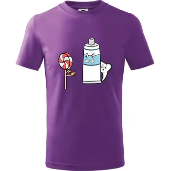 Lízátko pasta zuby - Tričko dětské bavlněné - 104-110cm / 3-4 roky ( Fialová )