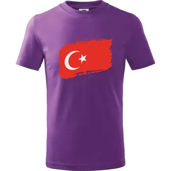 Turecko vlajka - Tričko dětské bavlněné - 98 cm / 2 roky ( Fialová )