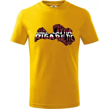 Mapy - názvy měst - Moldávie - Tričko dětské bavlněné - 98 cm / 2 roky ( Žlutá )