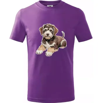 Lagotto romagnolo vyšívaný velký - Tričko dětské bavlněné - 104-110cm / 3-4 roky ( Fialová )