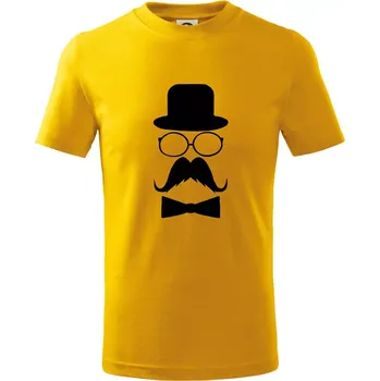 Chlapecké tričko Mustache pán - Tričko dětské bavlněné - 104-110cm / 3-4 roky ( Žlutá )