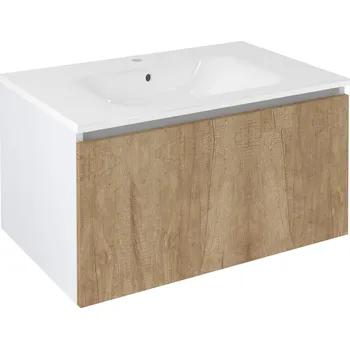 Koupelnový nábytek Sapho Lorea Umyvadlová skříňka 80x44x51,2cm, 1x zásuvka, dub alabama/bílá mat, LE080-2231