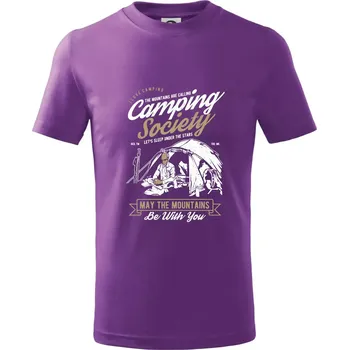 Camping Society - Tričko dětské bavlněné - 146 cm/10 let ( Fialová )