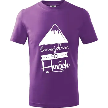Šmejdím po horách - Tričko dětské bavlněné - 104-110cm / 3-4 roky ( Fialová )