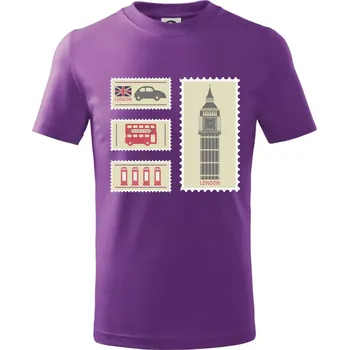 Britská známka - Tričko dětské bavlněné - 98 cm / 2 roky ( Fialová )