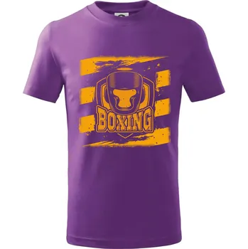Chlapecké oblečení Boxing ve čtverci helma - Tričko dětské bavlněné - 104-110cm / 3-4 roky ( Fialová )