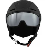 Lyžařská helma se štítem BLIZZARD-Edge Visor ski helmet, black matt, orange lens, silver mirror S2 Černá 58/61 cm