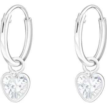 Náušnice Stříbrné náušnice kroužky se srdíčky Ag 925/1000