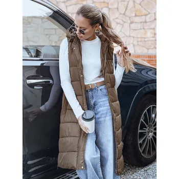 Dámská vesta Dstreet Dámská vesta dlouhá prošívaná TY5252 Barva: Béžová, Velikost: XL