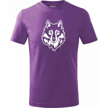 Chlapecké oblečení Hlava vlka černobílá (Hana-creative) - Tričko dětské bavlněné - 146 cm/10 let ( Fialová )