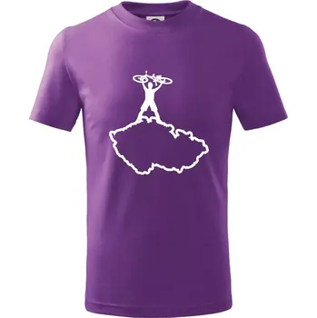 Mapa ČR - cyklista na prsou - Tričko dětské bavlněné - 98 cm / 2 roky ( Fialová )