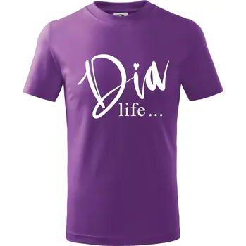 D I A Life - Tričko dětské bavlněné - 146 cm/10 let ( Fialová )