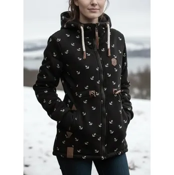 Dámská mikina Dámská bundomikina s kožíškem VINTE dlouhá černá