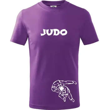 Judo nápis + postavy - Tričko dětské bavlněné - 158 cm/12 let ( Fialová )