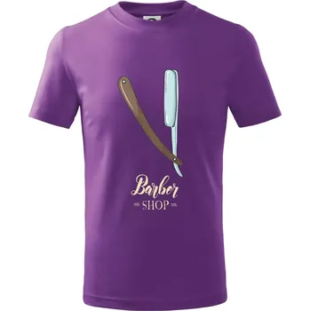 Barber Shop břitva - Tričko dětské bavlněné - 98 cm / 2 roky ( Fialová )