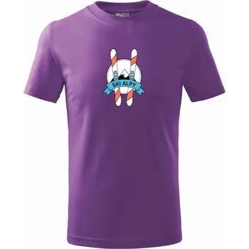 Chlapecké oblečení Ski alpy - Tričko dětské bavlněné - 98 cm / 2 roky ( Fialová )