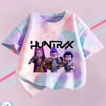 Dívčí tričko KPop Demon Hunters (Lovkyně démonů) Dětské duhové tričko s potiskem KPop Demon Hunters (Huntrix), SKLAD Varianta: LMNT 76, Velikost: 120