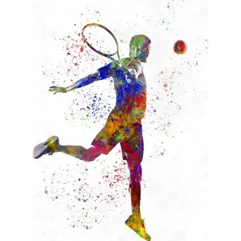 Plakát Plakát, Obraz - Watercolor tennis player