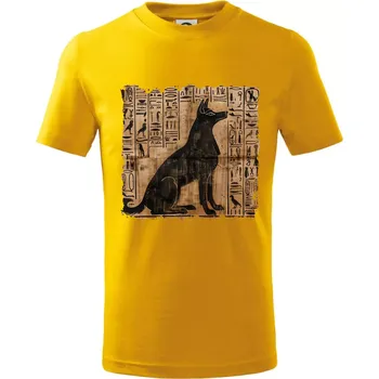 Chlapecké tričko Egyptské hieroglyfy pes - Tričko dětské bavlněné - 146 cm/10 let ( Žlutá )