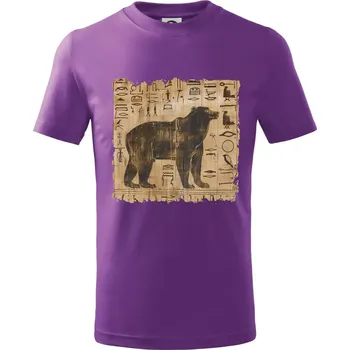 Egyptské hieroglyfy medvěd - Tričko dětské bavlněné - 122 cm/6 let ( Fialová )